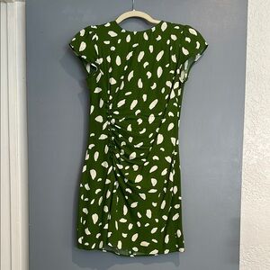 Reformation Green and White Patterned Dress